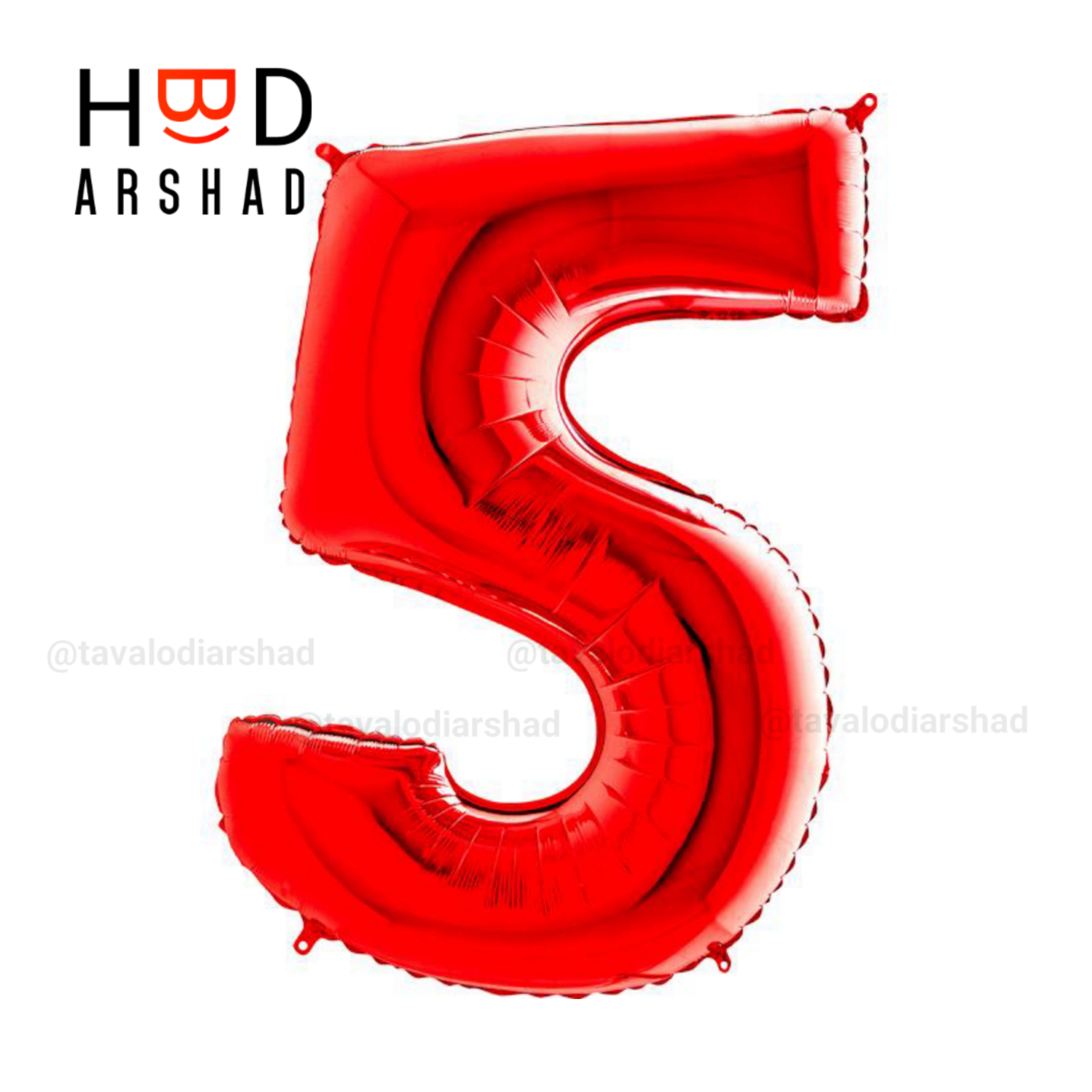 بادکنک فویلی عدد 5 قرمز ۳۲ اینچ